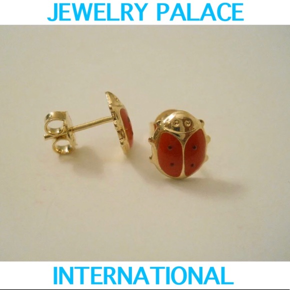 14K Gold Filled Three Tone Ladybug Stud Earrings. - Picture 2 of 8